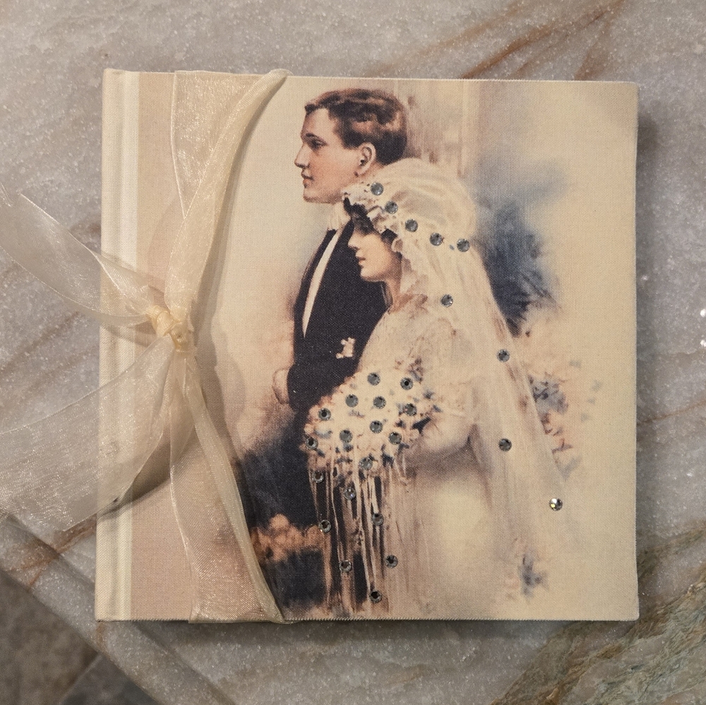Vintage Terra Wedding Photo Album Swarovski Crystals